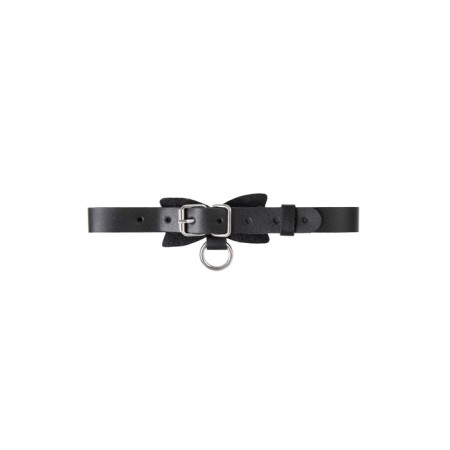 Pecado BDSM chocker-sewer, with a butterfly and a ring, genuine leather, black-3