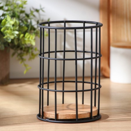 Drywall for cutlery "Aesthetics", 11.2 × 11.2 × 16.5 cm, black color
