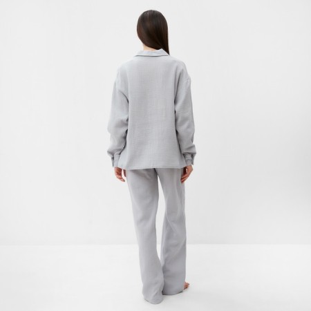 Пижама женская (рубашка и брюки) KAFTAN "Basic" размер 52-54, цвет серо-голубой-4