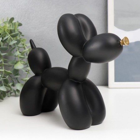 Souvenir Polystone "Air Ball - Dog with Golden Nosom" Black 7.5x20.5x17.5 cm-1