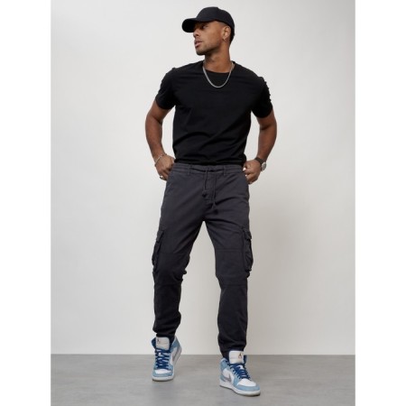 Cargo jeans men, size 52, dark gray color-4