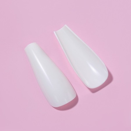 Patching nails, 24 pcs, ballerina shape, white color-3