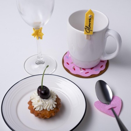 Set for decor of table objects "Love" 4 pcs, pink, 5.4 x 5 cm, 100% p/e, felt-3