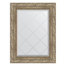 Mirror with engraving in the baguette frame, an antique silver vignette 85 mm, 55x72 cm