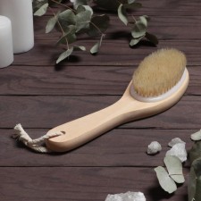 Massage brush for the body, with a pen, natural bristles