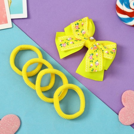 Hair set "Baby" (4 elastic bands, 1 clamp) yellow-1