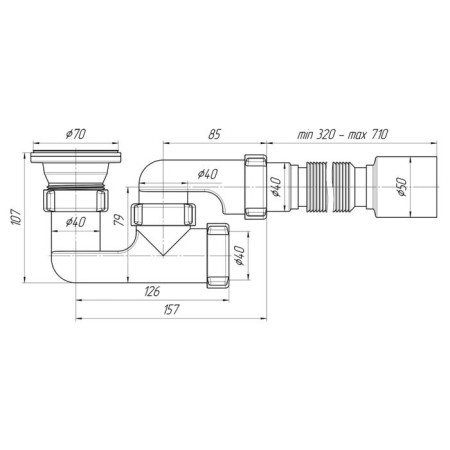 Siphon for the shower pallet "Ani Plast" E215, 1 1/2 "x 40 mm, with a corrugated triber 40 x 50 mm-1
