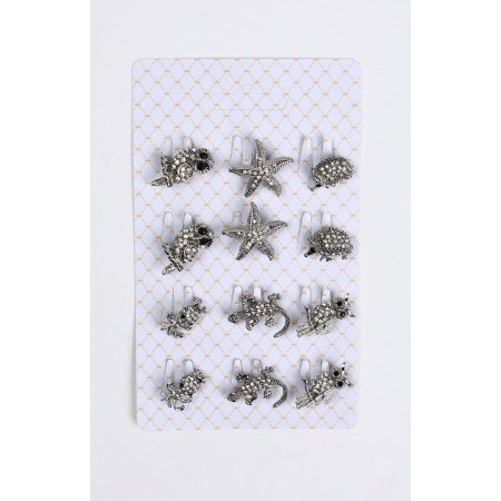 Assortment Brooch Zoo, white color in silver (indivisible packing 12 pcs., Price per pcs.)-4
