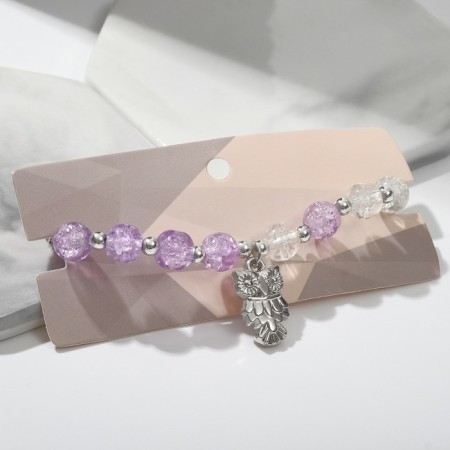 Bracelet "Joy" owl, white-lilac color, d = 7-1