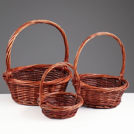 A set of baskets, 3 pcs, 36x14/39 cm, 30x12/34 cm, 23x8/25 cm, brown IV-2