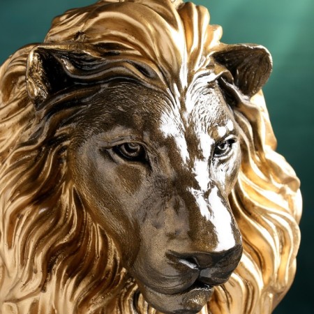 Figure "Lion sitting" black gold, 40x25x55cm-4