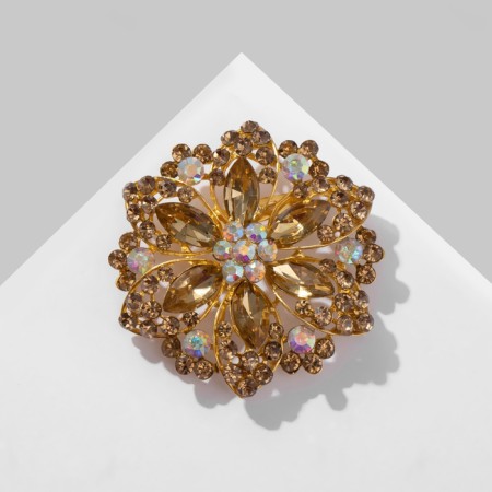 Brooch "Flower" double petals, colored in matte gold-1