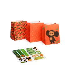 A set of craft packages with stickers, Cheburashka, 18x22x12 cm