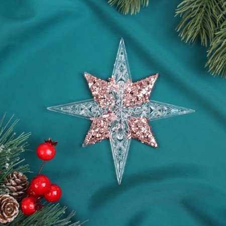 Decoration Christmas tree "Star shine Sede gloomy" 12x12 cm, transparent pink