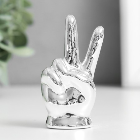 Souvenir Ceramics "Hand - Peace" silver 4x2.7x7.5 cm