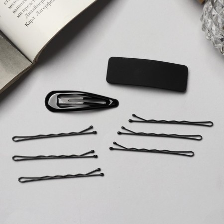 Invisibility for hair "Steisi" (set of 10 pcs) Solid geometry, 5 cm, black-2