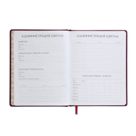 Universal diary for grades 1-11, 48 sheets, Velvet, solid cover, artificial leather, thermoting, liesse, Burgundia-4