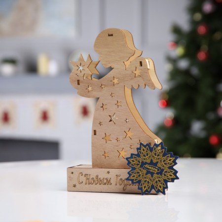 LED figure "Angel" 12 × 20.5 × 5 cm, wood, batteries LR41x3, glow warm white-4