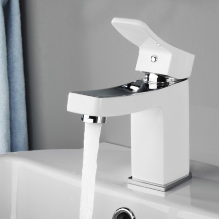 Wasserkraft aller 1063white shell mixer, single -rose, brass, white/chrome-6