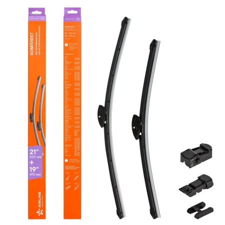 AIRLINE wiper brushes, 530/475mm 21 "/19", frameless