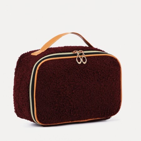 Cosmetic bag with a zipper, with a lining, purple color