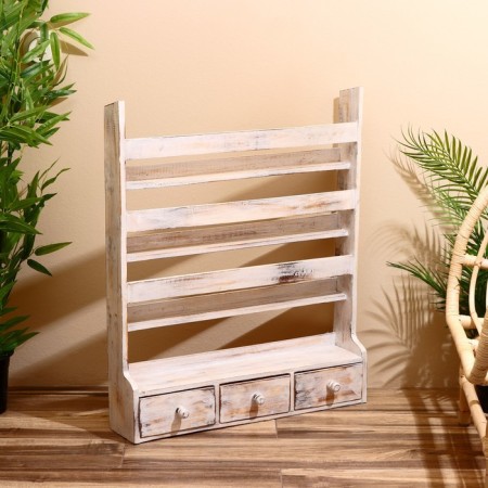 Bali Style rack 65x15x80 cm, Albezia, white tree