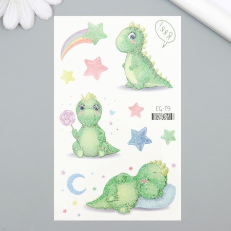Tattoo on the body color "dinosaurics" mix glitter 7.5x12 cm-1