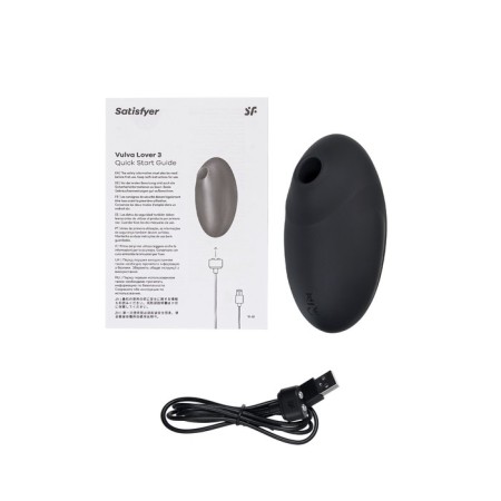 Vacuum-wave contactless stimulator of the Satiffyer Vulva Lover 3 clitoris, silicone, black color-10