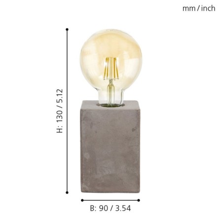 PrestWick 1x60W table lamp E27, gray 9x9x13 cm-3