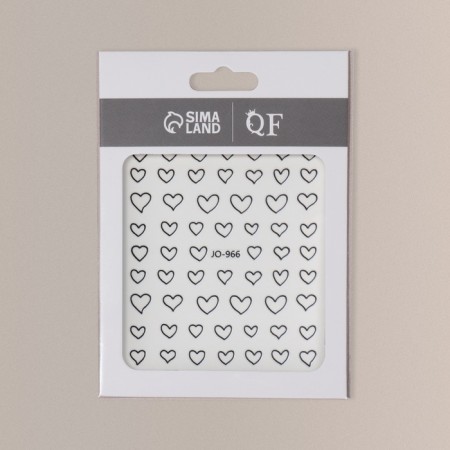 Nail stickers "heart", voluminous, black color-4