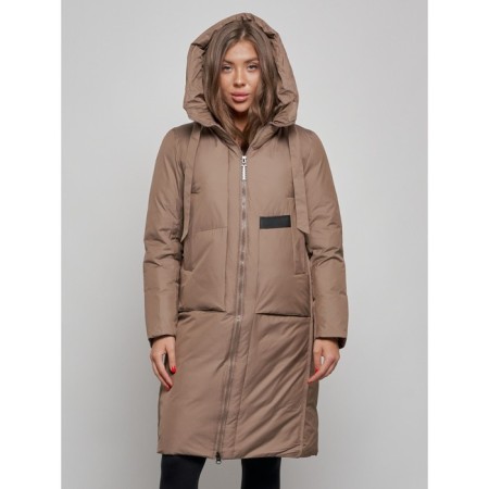 Coat insulated winter female, size 46, brown color-5