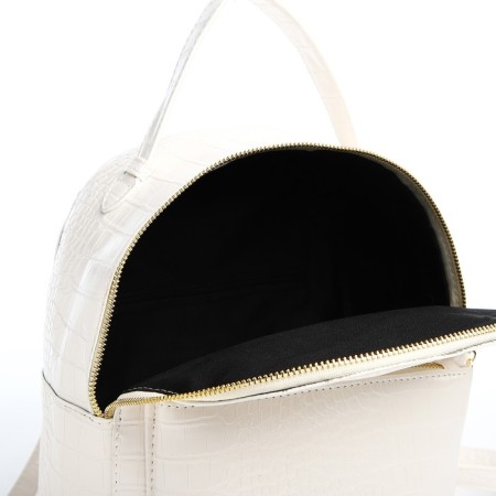 Women's backpack made of artificial leather with lightning, 1 pocket, white color-4