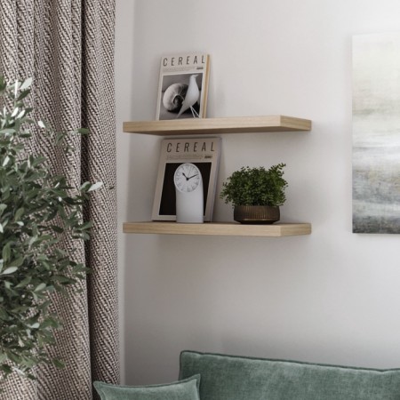 Wall -mounted shelf “FOROR 1.6”, 600 × 250 × 37 mm, vestiburates, white oak color