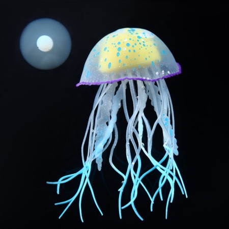 Decor for the Aquarium "Medusa", silicone, with a neon effect, 6.5 x 6.5 x 11.5 cm, blue 1006961-3