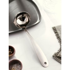 Spoon pouring of stainless steel of a share of EVERYDAY, with a drain, 27 × 8.5 cm, thickness 3 mm