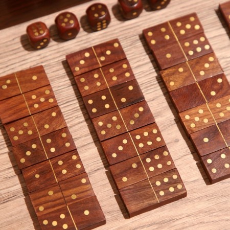 Game desktop 2v1 (domino + cubes) 19x6x5 cm, tree shisham-4