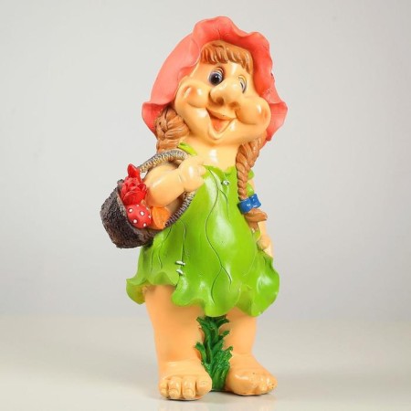 Garden figure "Girl Gnome with a basket" 26x18x52 cm-3