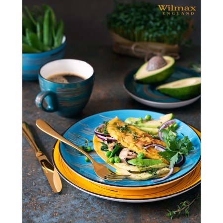 Porcelain dessert porcelain Wilmax Scratch, D = 17.5 cm, blue color-4