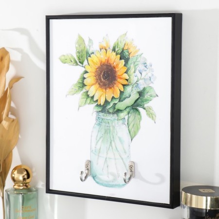 Decorative hooks 2 hooks "Sunflower in a glass jar" 19x24 cm-1