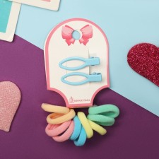 Caramel hair set (10 elastic bands 1.5 cm, 2 clamps 3 cm) fish, blue
