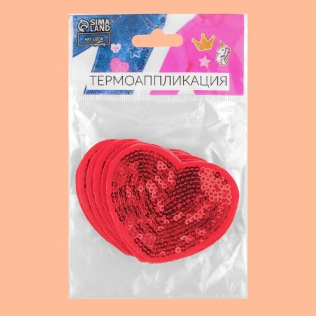 Thermal appliance "Heart", with sequins, 6 × 5.3 cm, red color-2