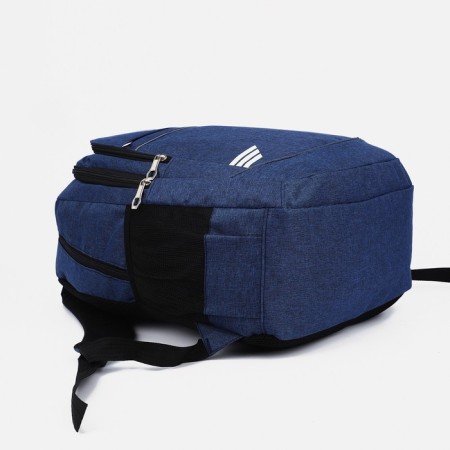 Men's backpack on the zipper, external pocket, blue color-4