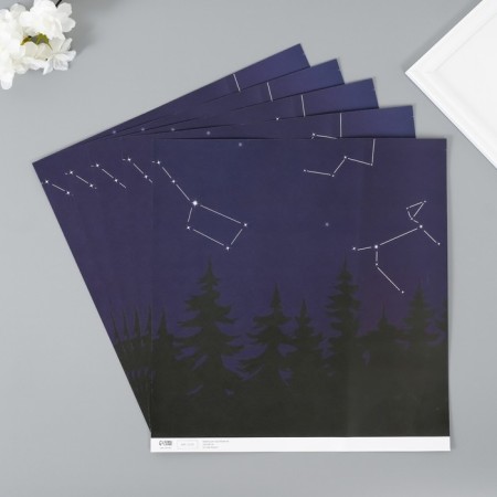 Scrapbooking paper bilateral "constellation" density 180 grams set 5 pcs 30.5x32 cm-3