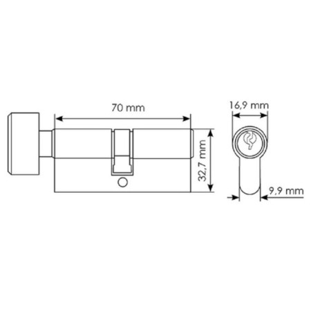 Key cylinder with 70ck BL, 70 mm, black-1