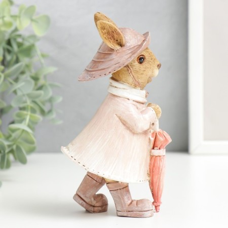 Polystone souvenir "Bunny in a hat and raincoat with an umbrella" 14.5x6.5x8 cm-1