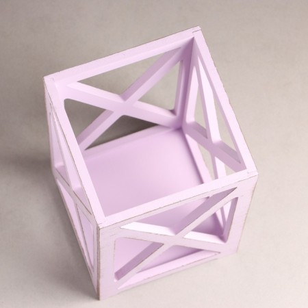 Kashpo wooden 14 × 14 × 26 cm "Lantern High-tech Provence", lilac-1