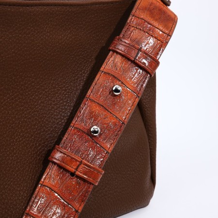 Bag Cross-Bodi Medvedkovo with a zipper, external pocket, brown color-3