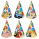 Set of paper caps, 6 people "Happy Birthday", blue tractor
