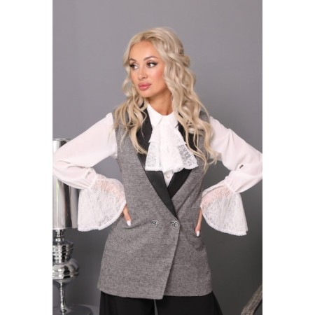 Women's vest, size 42, gray color, black-10