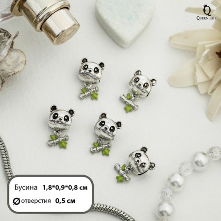 Talisman "Panda", the color of black and green in silver